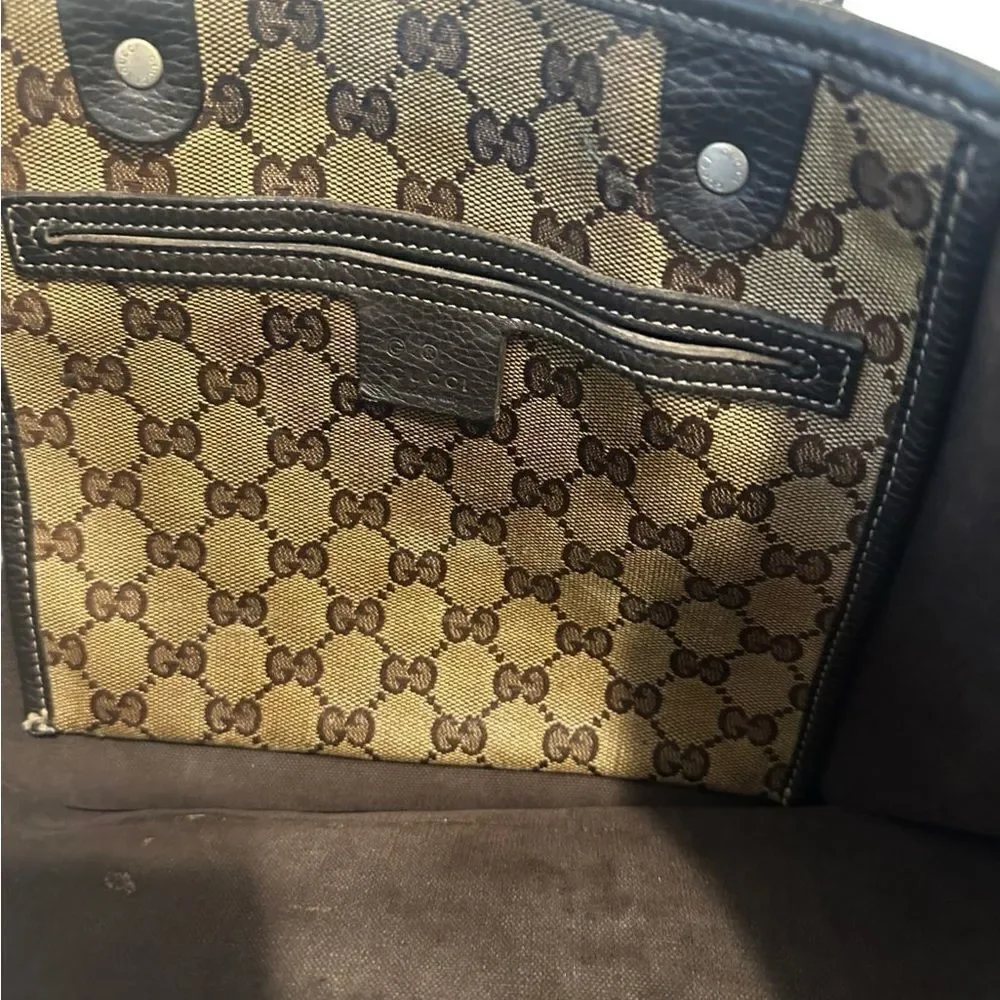 Gucci Brown and Black Monogram Tote